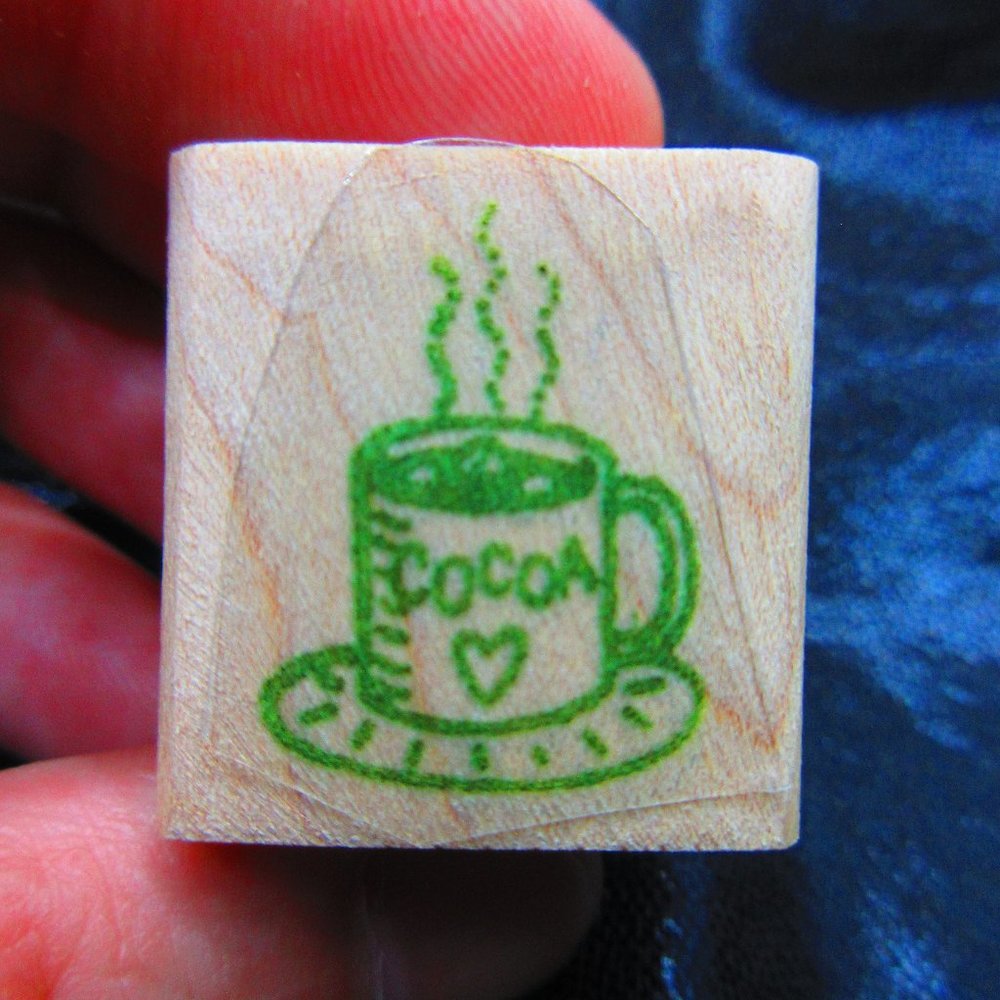Cup Of Hot Cocoa Rubber Wood Mounted Stamp 1" X 1"